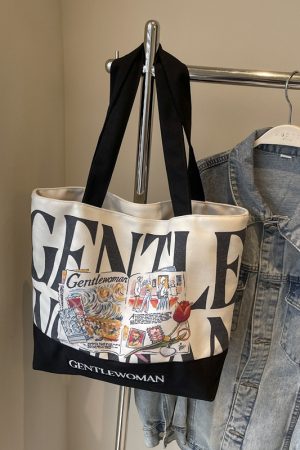 2025 Women's Letter Canvas Bag - Versatile Large Capacity Commuter Tote for Students, Stylish Shoulder Handbag