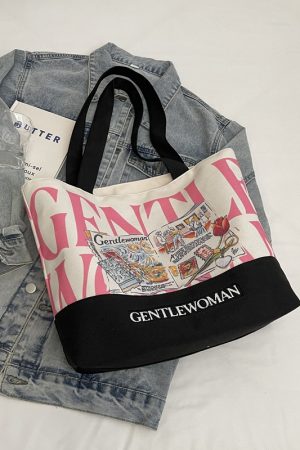 2025 Women's Letter Canvas Bag - Versatile Large Capacity Commuter Tote for Students, Stylish Shoulder Handbag