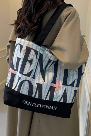 2025 Women's Letter Canvas Bag - Versatile Large Capacity Commuter Tote for Students, Stylish Shoulder Handbag