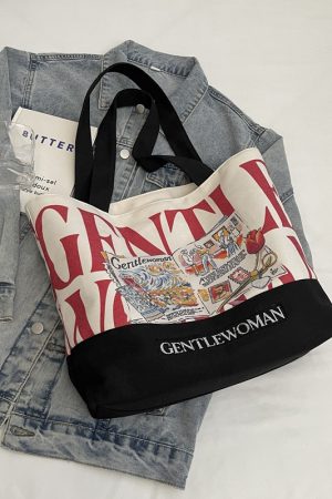 2025 Women's Letter Canvas Bag - Versatile Large Capacity Commuter Tote for Students, Stylish Shoulder Handbag