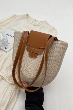 2025 Women's Straw Shoulder Bag - Woven Seaside Vacation Tote in French Pastoral Style, Perfect for Commuting and Summer Outings