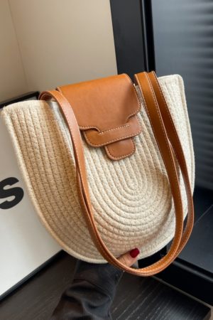 2025 Women's Straw Shoulder Bag - Woven Seaside Vacation Tote in French Pastoral Style, Perfect for Commuting and Summer Outings