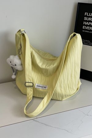 2025 Women's Summer Canvas Tote Bag - Versatile Large Capacity Shoulder Crossbody Bag in Korean Style for Students and Commuters