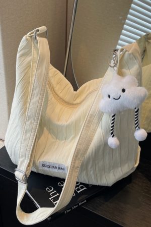 2025 Women's Summer Canvas Tote Bag - Versatile Large Capacity Shoulder Crossbody Bag in Korean Style for Students and Commuters