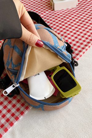 2025 Women's Summer Quirky Nylon Canvas Crossbody Hat Bag with Zipper - Small Phone Bag for Y2K Style