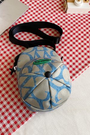 2025 Women's Summer Quirky Nylon Canvas Crossbody Hat Bag with Zipper - Small Phone Bag for Y2K Style
