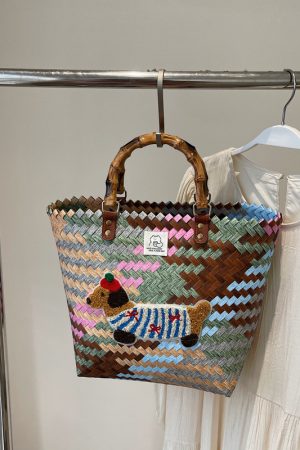 2025 Women's Summer Woven Vegetable Basket Bag - Trendy Commuter Tote, Bucket Style Straw Bag for Beach and Vacation