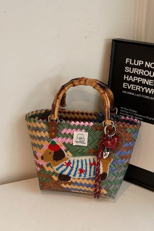 2025 Women's Summer Woven Vegetable Basket Bag - Trendy Commuter Tote, Bucket Style Straw Bag for Beach and Vacation