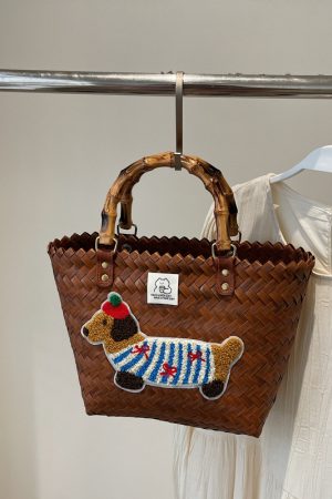 2025 Women's Summer Woven Vegetable Basket Bag - Trendy Commuter Tote, Bucket Style Straw Bag for Beach and Vacation