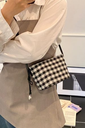 2025 Women's Summer Yellow Plaid Bucket Bag - Stylish Zipper Crossbody Phone Bag for Trendy Fashion