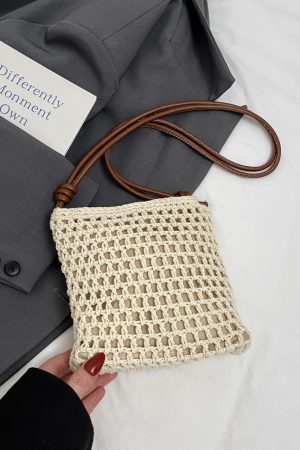 2025 Women's Woven Straw Crossbody Bag - Summer Seaside Vacation Essential, Trendy Niche Phone Bag