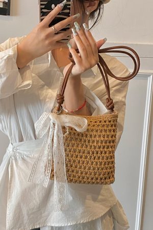 2025 Women's Woven Straw Crossbody Bag - Summer Seaside Vacation Essential, Trendy Niche Phone Bag
