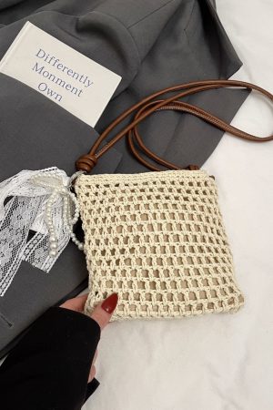 2025 Women's Woven Straw Crossbody Bag - Summer Seaside Vacation Essential, Trendy Niche Phone Bag