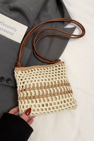 2025 Women's Woven Straw Crossbody Bag - Summer Seaside Vacation Essential, Trendy Niche Phone Bag