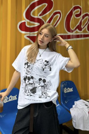 320g Heavyweight American Retro Small Collar Rice Comic Short Sleeve T-Shirt for Men and Women - Loose Street Fashion Top