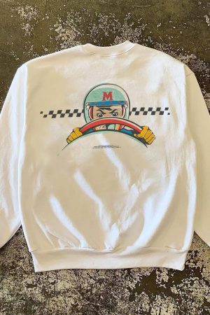380g Heavyweight Oversized Round Neck Sweatshirt with Original Racing Driver Print for Charity