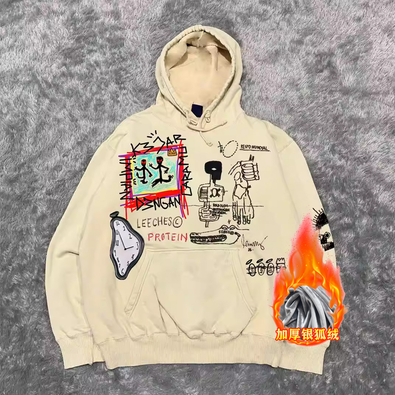 400g Heavyweight Graffiti Hoodie for Men and Women - American Retro Cartoon Line Art Unisex Fashion Sweater 400g Heavyweight Graffiti Hoodie for Men and Women - American Retro Cartoon Line Art Unisex Fashion Sweater