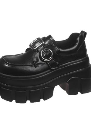 8cm Chunky Heeled Leather Loafers for Women - 2025 Spring British Style Thick-Soled Shoes to Match Skirts