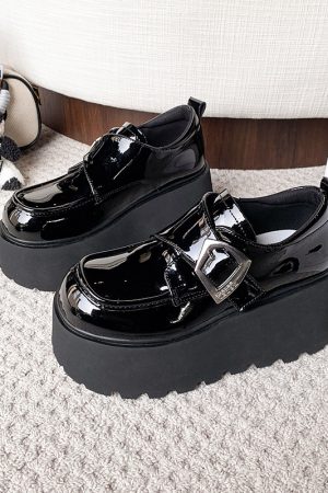 8cm Height-Increasing Black Leather Loafers for Petite Women, 2025 British Style Thick-Soled Flats in Small Sizes