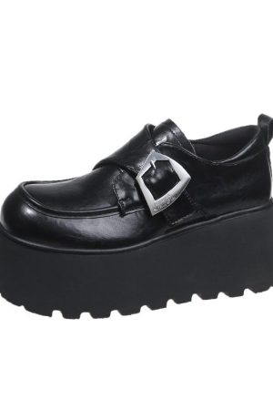 8cm Height-Increasing Black Leather Loafers for Petite Women, 2025 British Style Thick-Soled Flats in Small Sizes