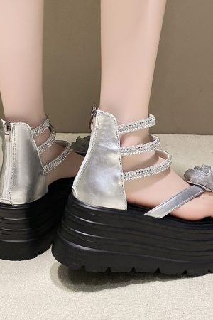 8cm Thick-Soled Roman Sandals for Women - 2025 Summer Style, Perfect with Skirts, Ideal for Petite Heights, Trendy Toe-Post Design