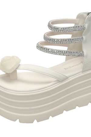 8cm Thick-Soled Roman Sandals for Women - 2025 Summer Style, Perfect with Skirts, Ideal for Petite Heights, Trendy Toe-Post Design