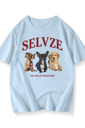 90s American Retro Cartoon Print Cotton Short Sleeve T-Shirt for Men and Women, Plus Size Loose Fit Couple's Top