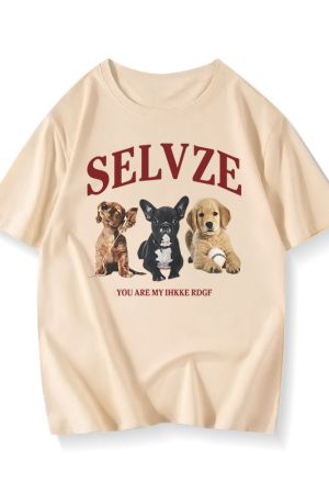 90s American Retro Cartoon Print Cotton Short Sleeve T-Shirt for Men and Women, Plus Size Loose Fit Couple's Top