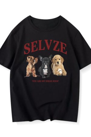 90s American Retro Cartoon Print Cotton Short Sleeve T-Shirt for Men and Women, Plus Size Loose Fit Couple's Top