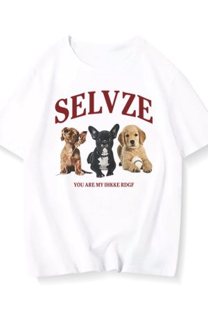 90s American Retro Cartoon Print Cotton Short Sleeve T-Shirt for Men and Women, Plus Size Loose Fit Couple's Top