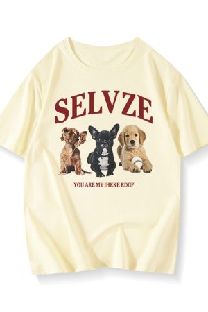 90s American Retro Cartoon Print Cotton Short Sleeve T-Shirt for Men and Women, Plus Size Loose Fit Couple's Top