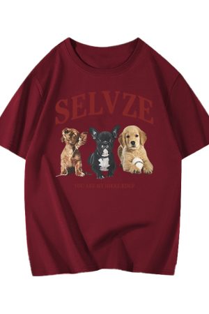 90s American Retro Cartoon Print Cotton Short Sleeve T-Shirt for Men and Women, Plus Size Loose Fit Couple's Top