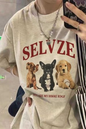 90s American Retro Cartoon Print Cotton Short Sleeve T-Shirt for Men and Women, Plus Size Loose Fit Couple's Top