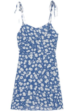 90s Retro Slim Fit Floral Wrap Dress with Waist Tie - Vacation Short Dress for Women