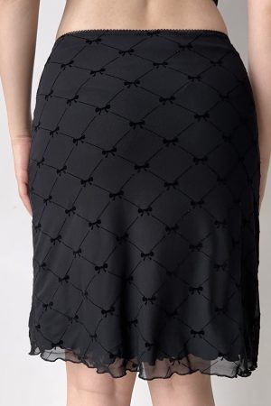 A-line Plaid Half Skirt with Bow Tie - Slim Fit Mid-Waist Bodycon Tulle Short Skirt for European and American Style Fashion