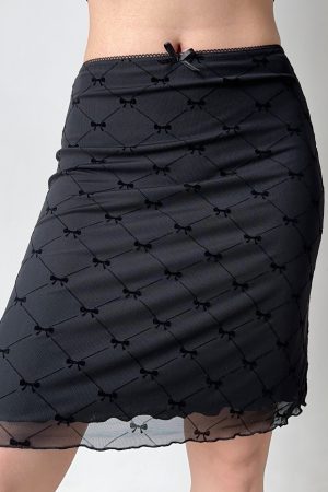 A-line Plaid Half Skirt with Bow Tie - Slim Fit Mid-Waist Bodycon Tulle Short Skirt for European and American Style Fashion