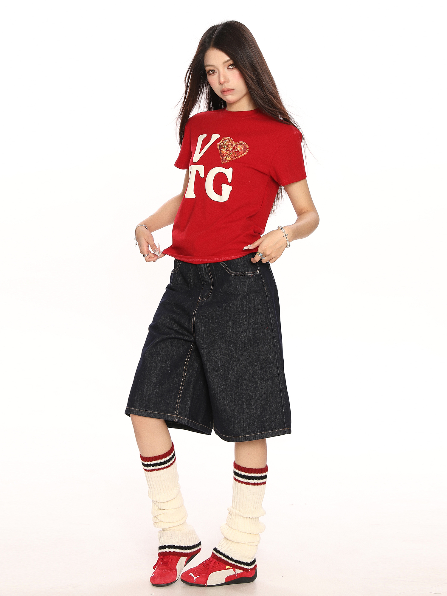 American Heart Letter Print Short Sleeve Crop Top T-Shirt for Women - Summer Casual Versatile Style American Heart Letter Print Short Sleeve Crop Top T-Shirt for Women - Summer Casual Versatile Style