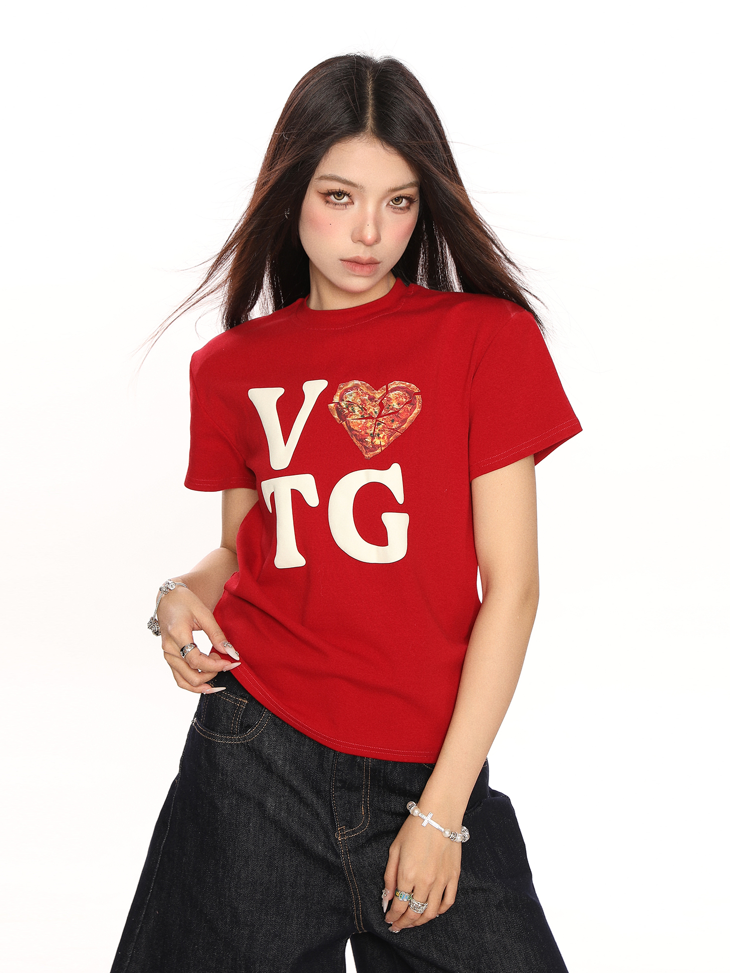 American Heart Letter Print Short Sleeve Crop Top T-Shirt for Women - Summer Casual Versatile Style American Heart Letter Print Short Sleeve Crop Top T-Shirt for Women - Summer Casual Versatile Style