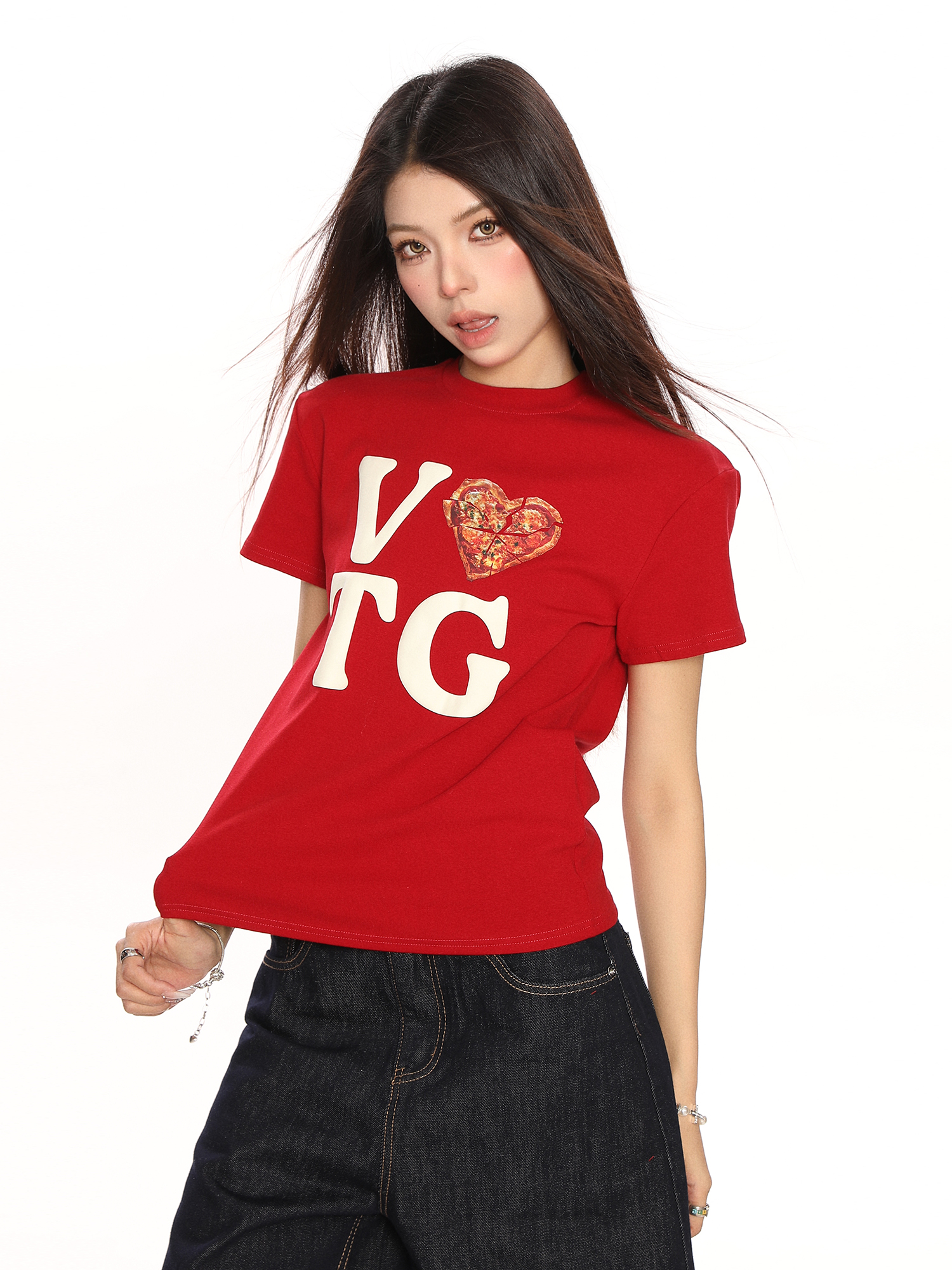 American Heart Letter Print Short Sleeve Crop Top T-Shirt for Women - Summer Casual Versatile Style American Heart Letter Print Short Sleeve Crop Top T-Shirt for Women - Summer Casual Versatile Style