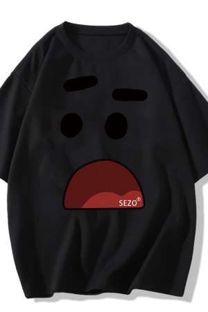 American Retro Cartoon Graphic Cotton Short-Sleeve T-Shirt for Men & Women Plus Size Loose Fit Couple Outfit