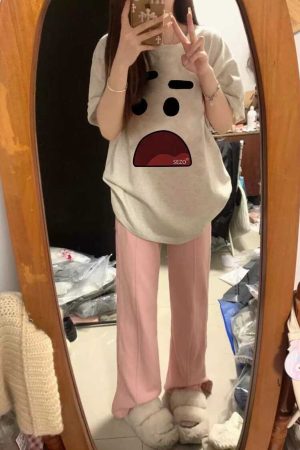 American Retro Cartoon Graphic Cotton Short-Sleeve T-Shirt for Men & Women Plus Size Loose Fit Couple Outfit