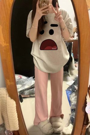 American Retro Cartoon Graphic Cotton Short-Sleeve T-Shirt for Men & Women Plus Size Loose Fit Couple Outfit