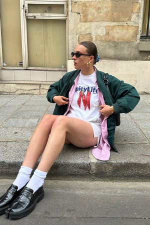 American Retro Chili Print Oversized Short Sleeve T-Shirt for Women - Trendy Casual Summer Top in European and American Style