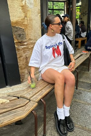 American Retro Chili Print Oversized Short Sleeve T-Shirt for Women - Trendy Casual Summer Top in European and American Style