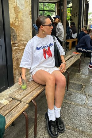 American Retro Chili Print Oversized Short Sleeve T-Shirt for Women - Trendy Casual Summer Top in European and American Style