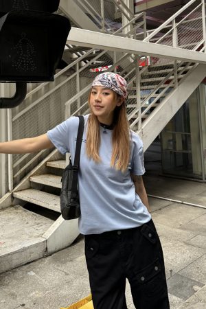 American Retro Color-Blocking Striped Short Sleeve T-Shirt with Small Collar for Women - Trendy Summer Streetwear