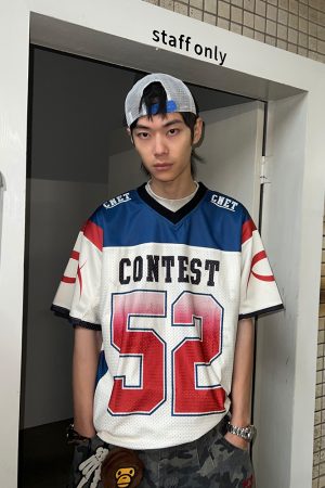 American Retro Digital Print Short Sleeve Jersey T-Shirt for Men and Women - Summer Loose Sports Tee, Breathable Casual Wear