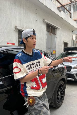 American Retro Digital Print Short Sleeve Jersey T-Shirt for Men and Women - Summer Loose Sports Tee, Breathable Casual Wear