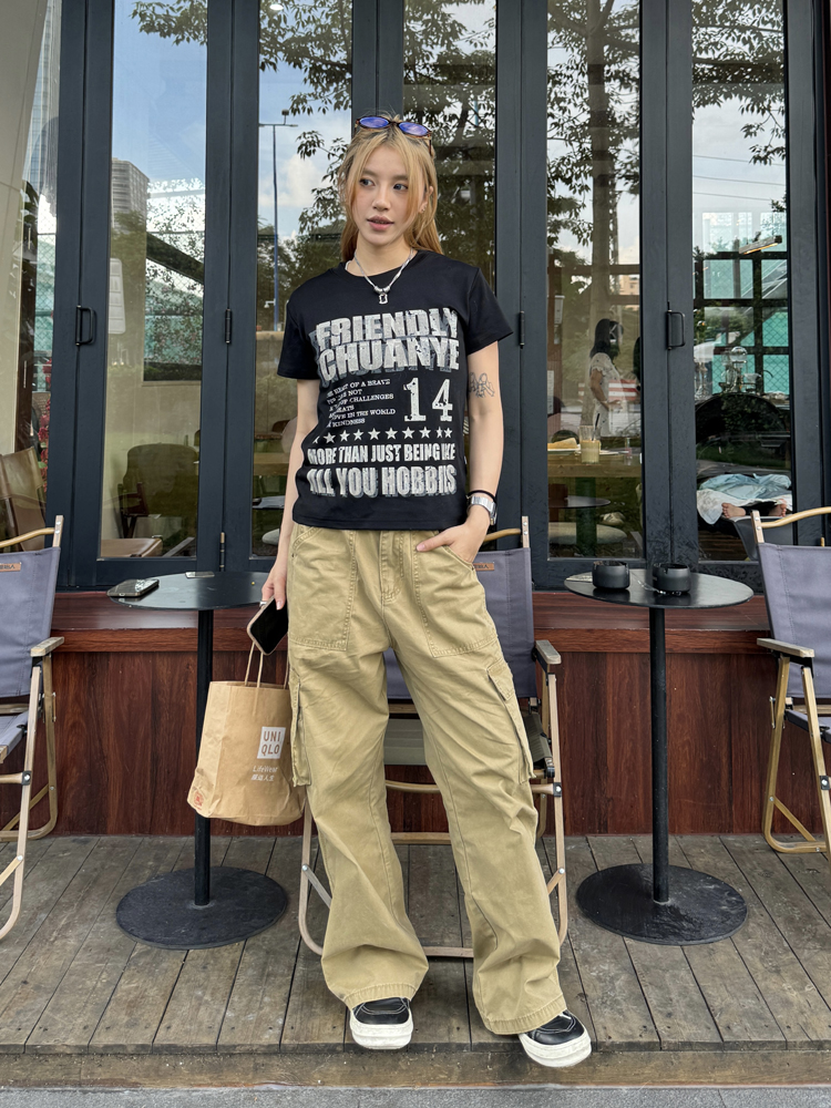 American Retro Distressed Printed Shoulder Short Sleeve Women's T-Shirt - Casual Summer Top, Y2K Style American Retro Distressed Printed Shoulder Short Sleeve Women's T-Shirt - Casual Summer Top, Y2K Style