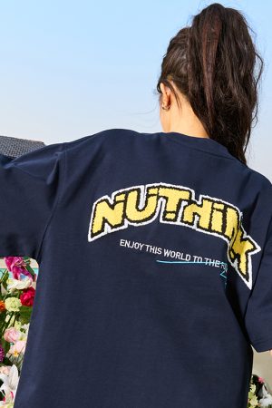 American Retro Embroidered Letter Short-Sleeve T-Shirt for Couples - Trendy 2025 Summer Style